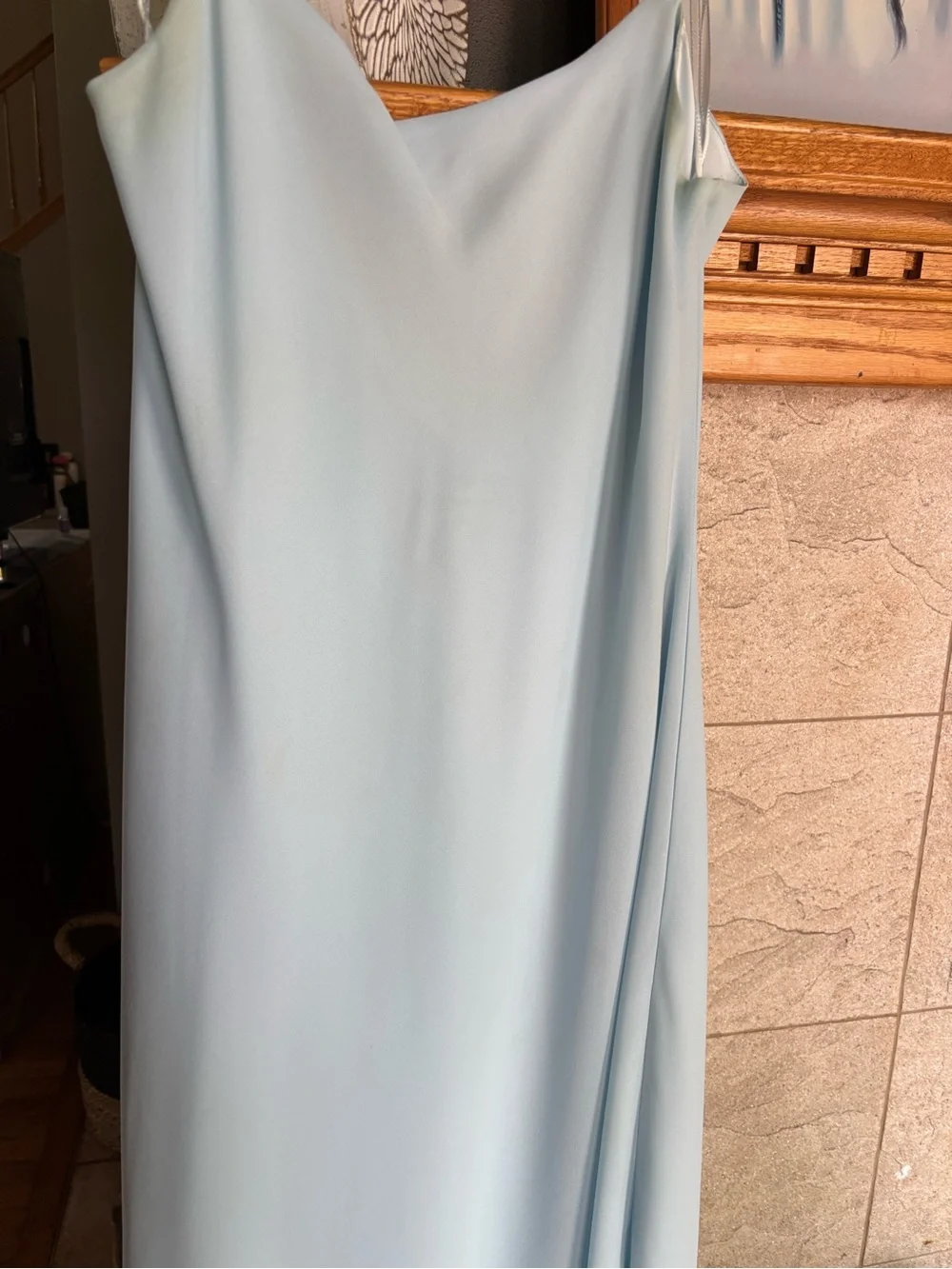 Adrianna Papell Pale Blue Layered High-Low Slip Dress